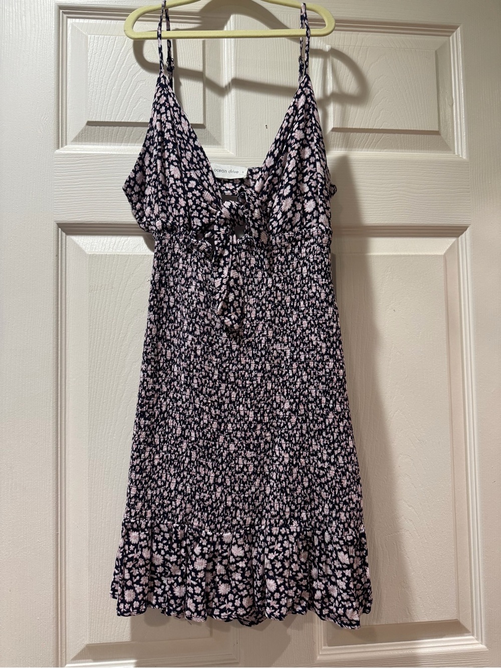Ocean Drive Black & Light Pink Floral Mini Dress